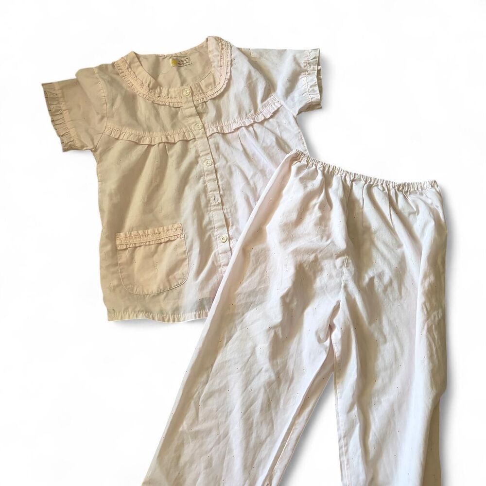 Girly Baby Pink Cottagecore Pajama Set Girls Size Large 12/14
